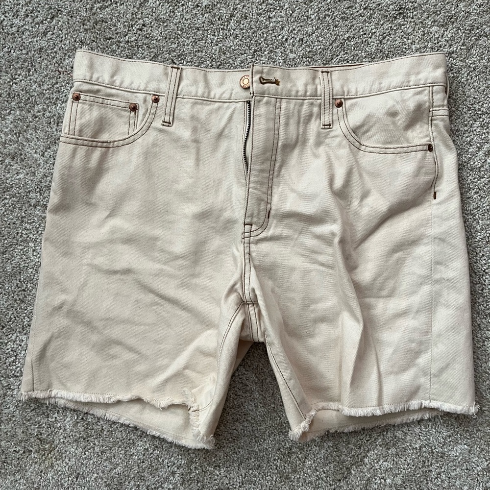J crew cream denim shorts